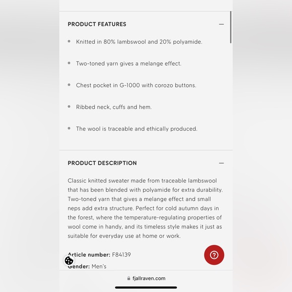 Fjallraven Lada Round-neck Wool Sweater Size Men’s Small - Picture 15 of 16